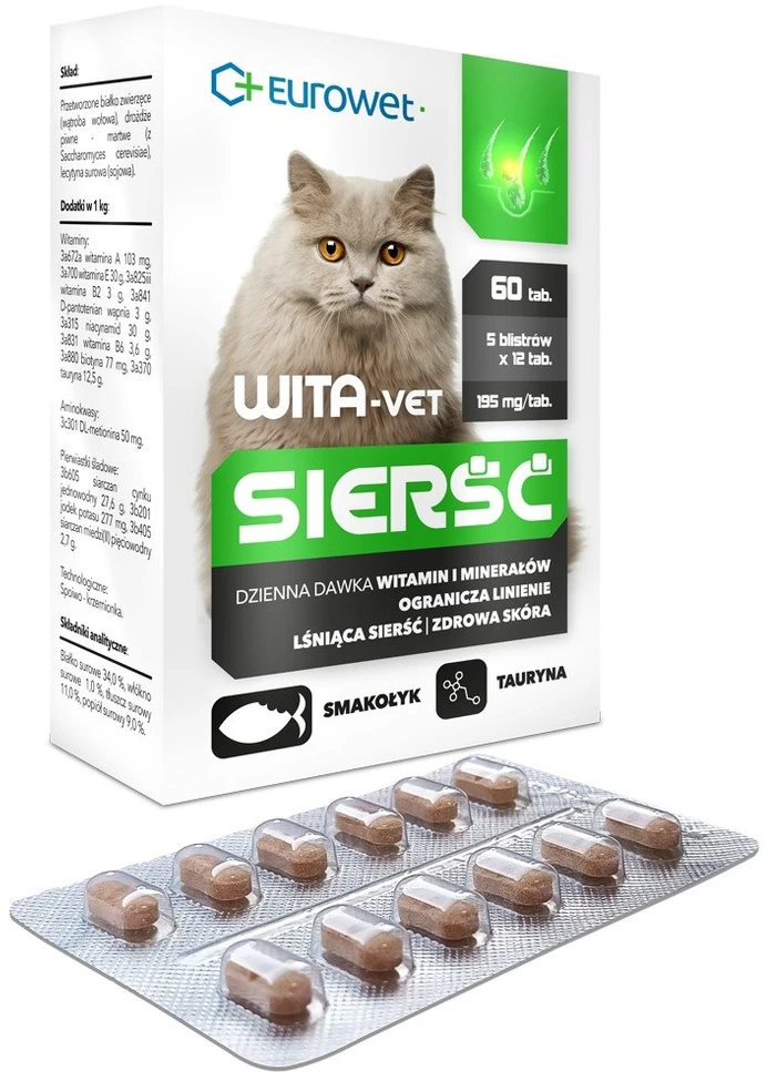 Wita-Vet Coat papildai katėms su pakuote ir tabletėmis