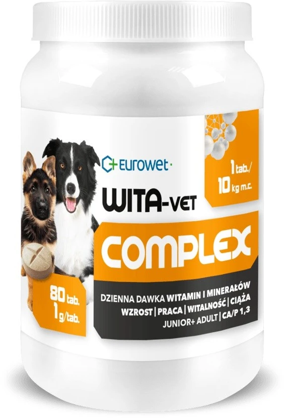 EUROWET Wita-Vet Complex - papildai šunims - 80 tablečių