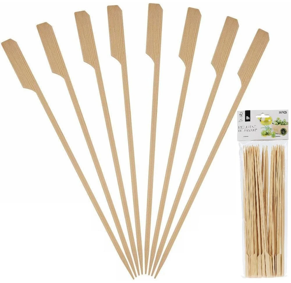 Excellent Houseware Mediniai dantų krapštukai bambukiniai iešmeliai užkandžiams užkandžių iešmeliai 25 cm 50 vnt