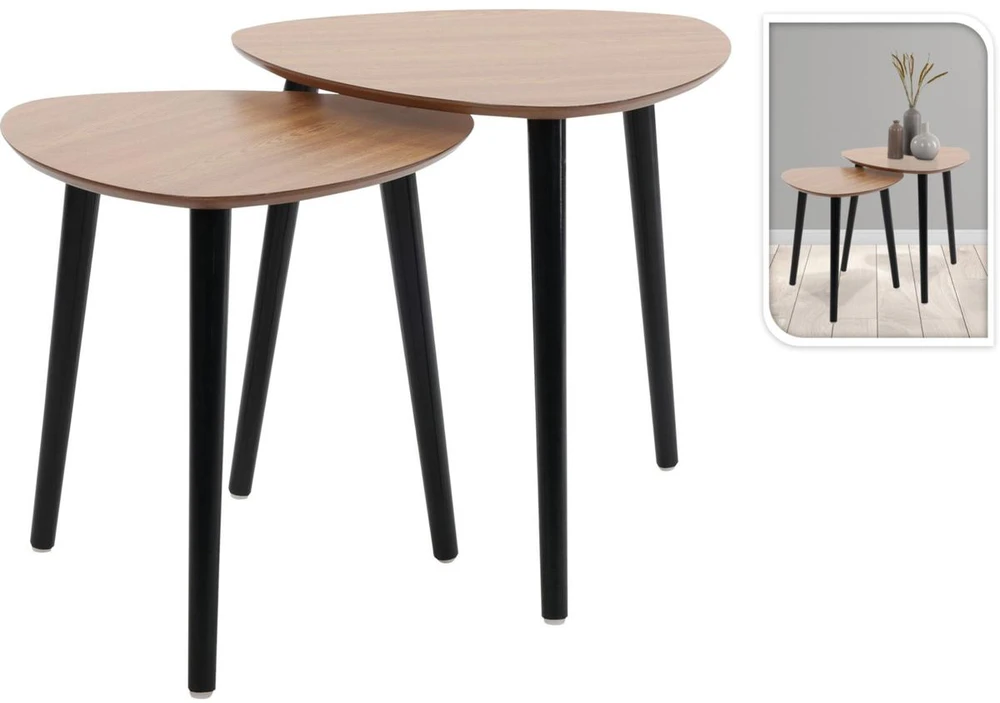 Excellent Houseware Kavos staliukų rinkinys iš medžio 2 vnt.