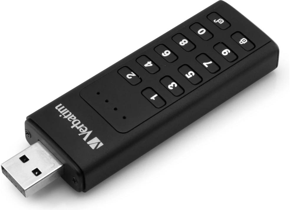 Išorinis diskas Verbatim klaviatūra Secure USB 3.2 Gen 1 32GB juodos spalvos 49427