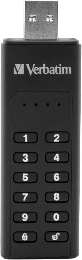 External drive Verbatim klaviatūra Secure USB 3.2 Gen 1 32GB juodos spalvos 49427