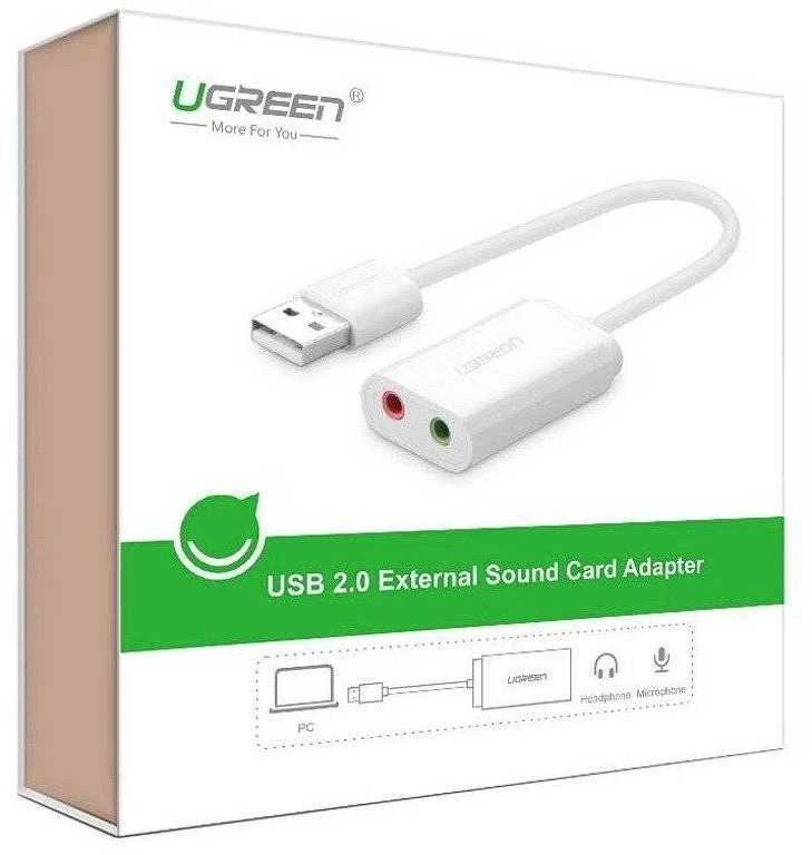 Išorinis USB garso adapteris UGREEN 15 cm - Baltas