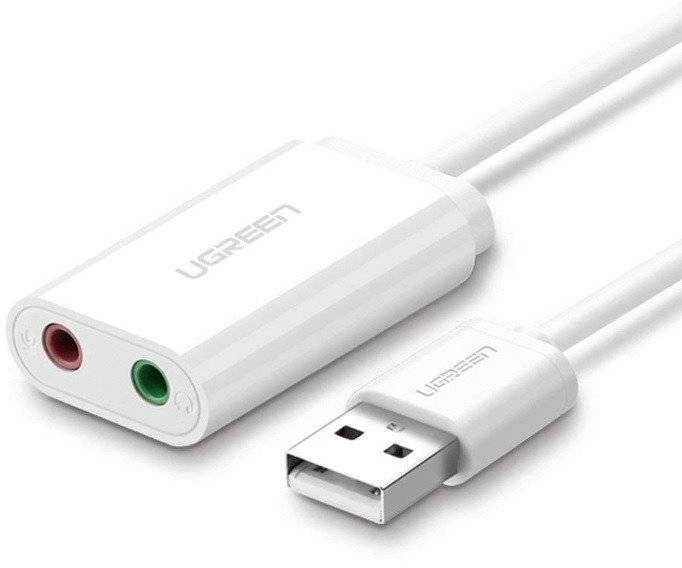 Išorinis USB garso adapteris UGREEN 15 cm - Baltas