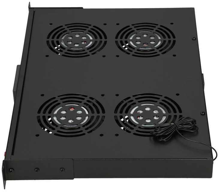 Extralink Ventiliatorių panelė su termostatu, 19", 4 ventiliatoriai, juoda