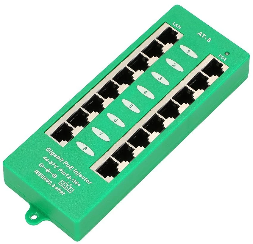 EXTRALINK aktyvus PoE purkštukas 8 prievadų gigabit 802.3af/at režimu A