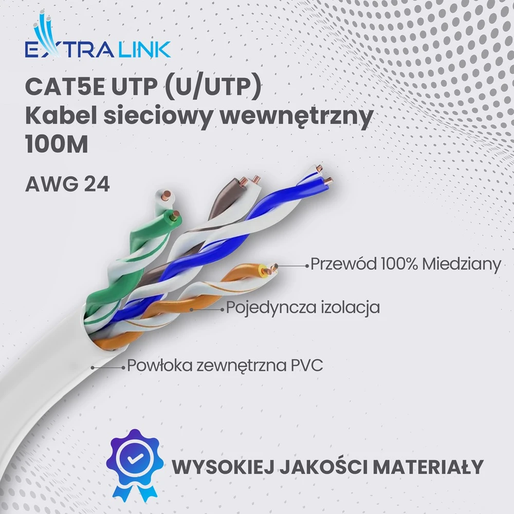 Tinklo laidas Tinklo laidas Extralink, Cat 5e UTP, 100 m