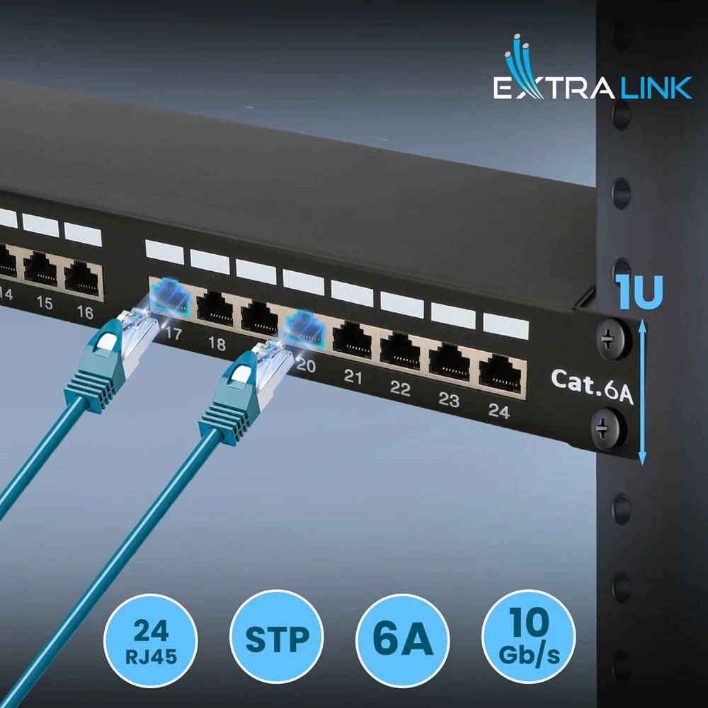 „Extralink“ CAT6A STP komutacinis skydelis, 24 prievadai