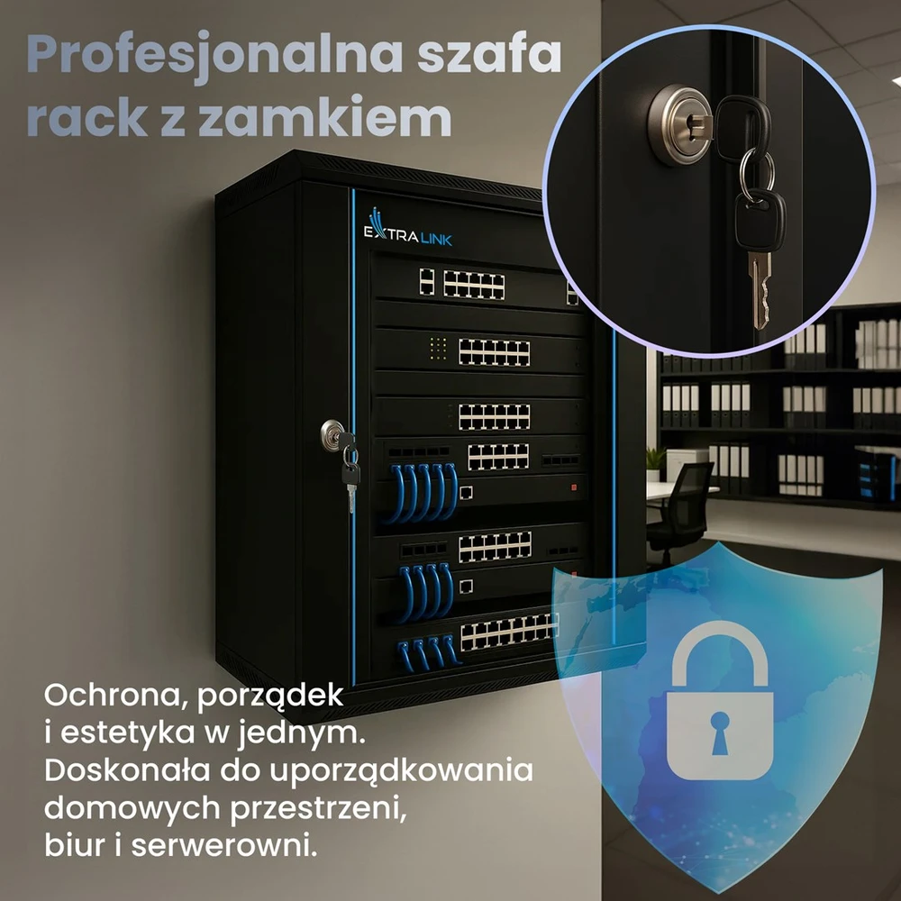 EXTRALINK 18U 600X450 ant sienos montuojama spintelė juodas