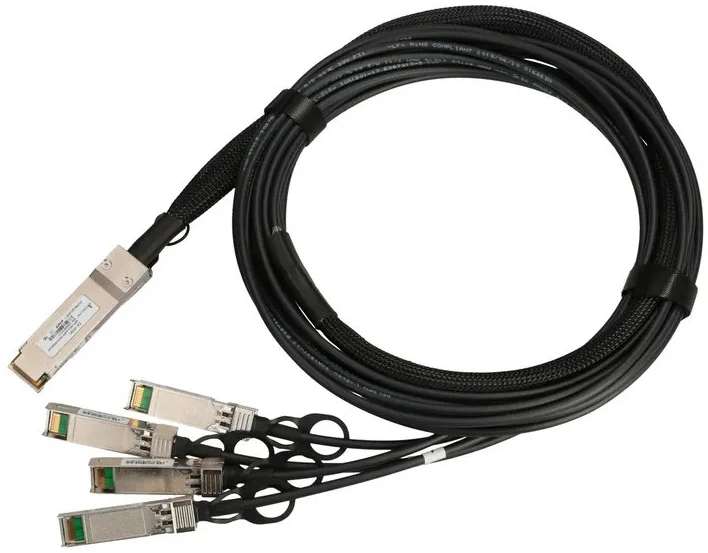 Šakotuvas Extralink QSFP+ DAC | QSFP+ kabelis | DAC, 40Gbps iki 4x 10Gbps 3m, 30AWG