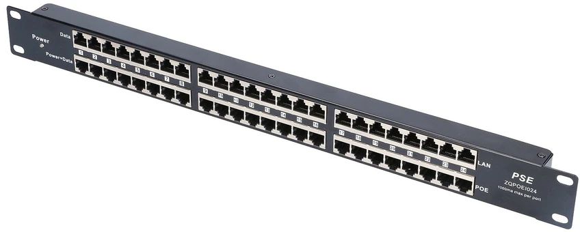 EXTRALINK 24 prievadų pasyvus PoE purkštukas / adapteris 10/100Mbps 12v ~ 48v DC stovas 19"