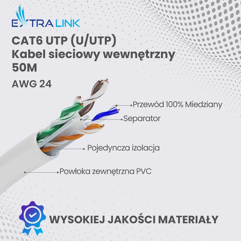 Tinklo laidas Tinklo laidas Extralink CAT6, 50 m