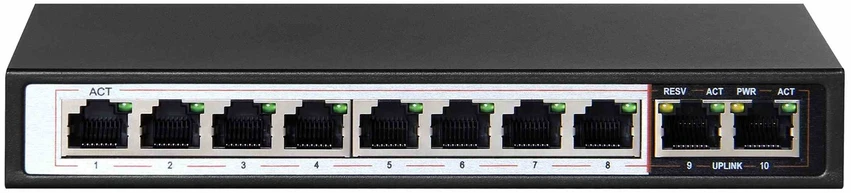 Šakotuvas EXTRALINK CERES 8 prievadų FastEthernet nevaldomas 96 W PoE jungiklis + 2x FE Up-Link