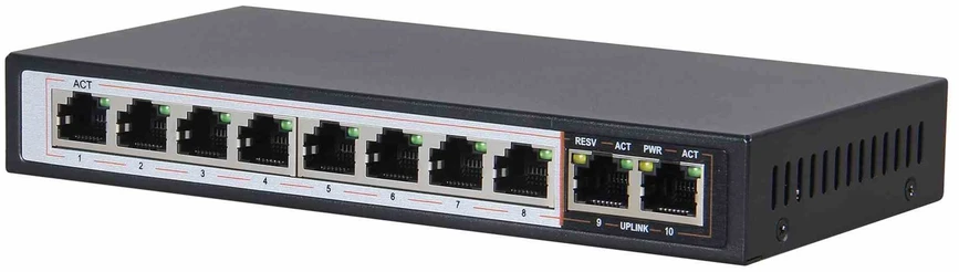 Šakotuvas EXTRALINK CERES 8 prievadų FastEthernet nevaldomas 96 W PoE jungiklis + 2x FE Up-Link