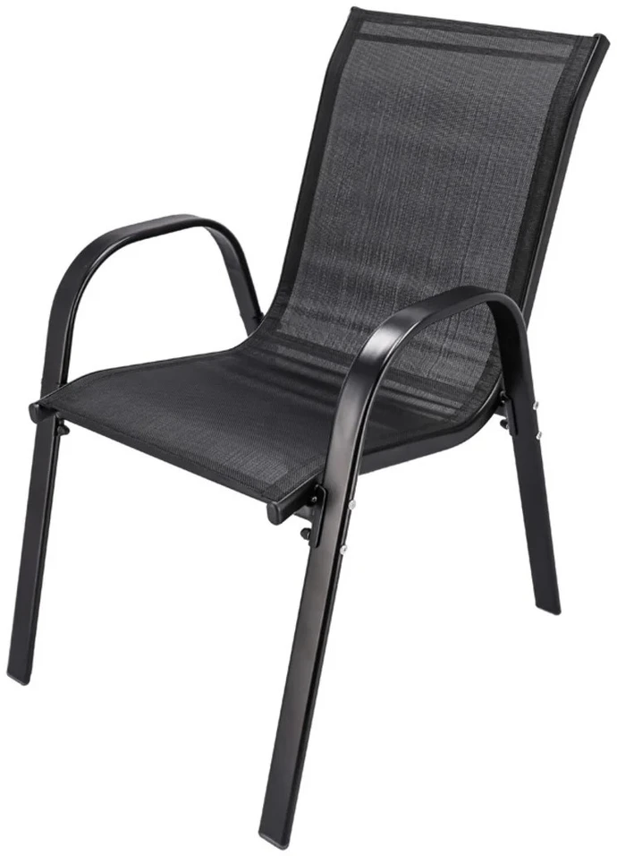 Extralink Juodas Forest Garden Furniture Set, Textilene Two Chairs + Juodas Table lauko baldų komplektas Juoda