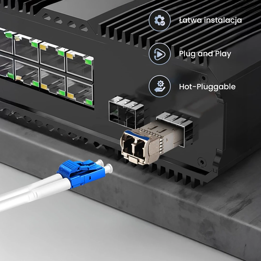 Šakotuvas Extralink SFP+ 10G 2-pack | Modulis SFP+ | 10Gbps, LC/UPC, 1310nm, 2km, single mode, DOM (EX.35917) tinklo siųstuvų-imtuvų modulis