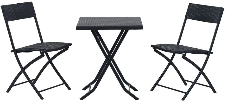 Extralink Small Juodas Forest Garden Furniture Set, Two Chairs + Juodas Table lauko baldų komplektas Juoda