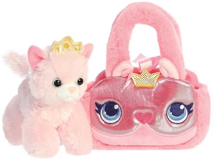 AURORA FANCY PALS Pliušinis žaislas - kačiukas rožiniame krepšyje, 20 cm