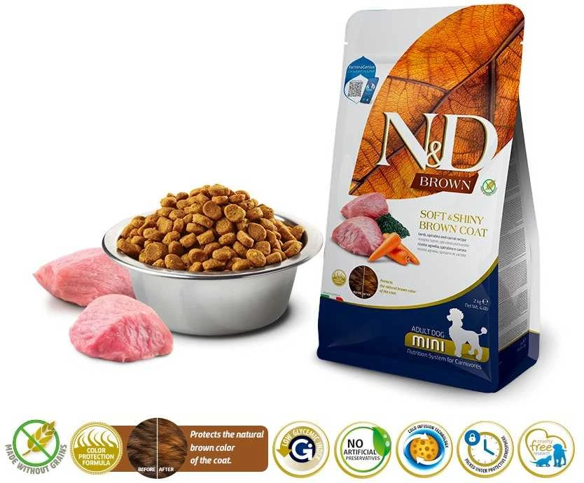 Šunų Maistas - Farmina N&D Brown Su Aviena, Spirulina Ir Morkomis 2 Kg