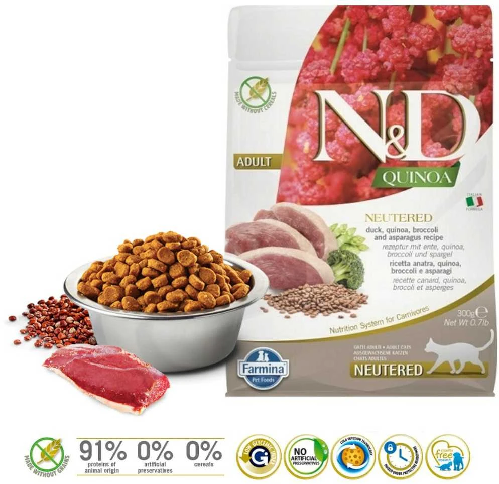 Sausas Kačių Maistas - Farmina N&D Quinoa Antiena, Brokoliai, Asparagai 300g