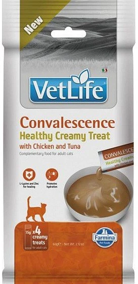 FARMINA Vet Life Cat Convalescence kreminis skanėstas su vištiena ir tunu dėžutėje – skanėstas katei – 4x15g