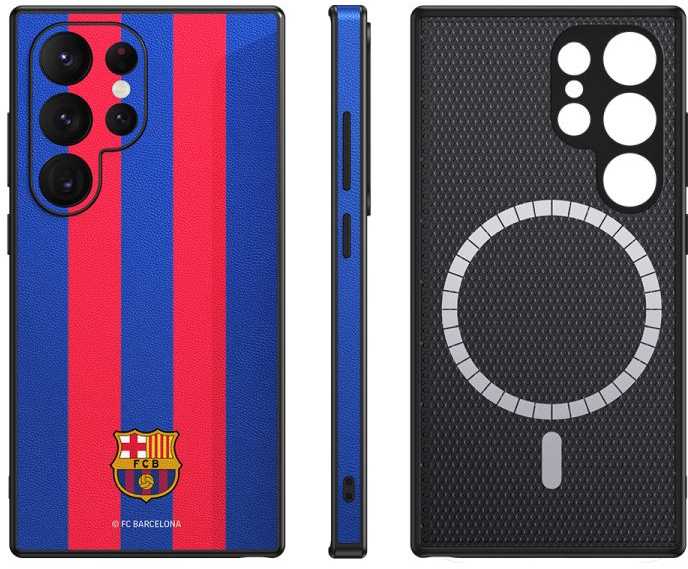 Ocpc FC Barcelona dėklas, skirtas Samsung Galaxy S24 Ultra, magnetinis dėklas, MagSafe OCFCBMCS24UBG BG