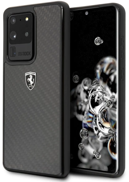 Ferrari kietas dėklas FEHCAHCS69BK S20 Ultra G988 juodos spalvos Carbon Heritage