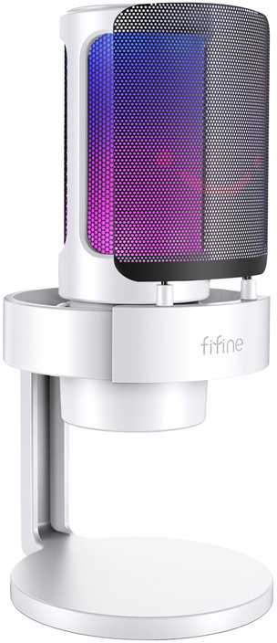 Fifine A8W kondensatorinis mikrofonas with stand baltos spalvos