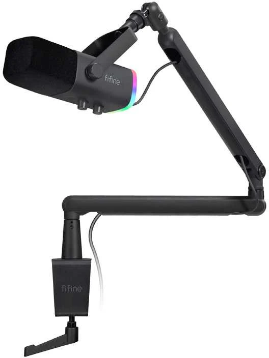 FIFINE AmpliGame TAM8 laidinis mikrofonas su stovu ir RGB apšvietimu USB/XLR