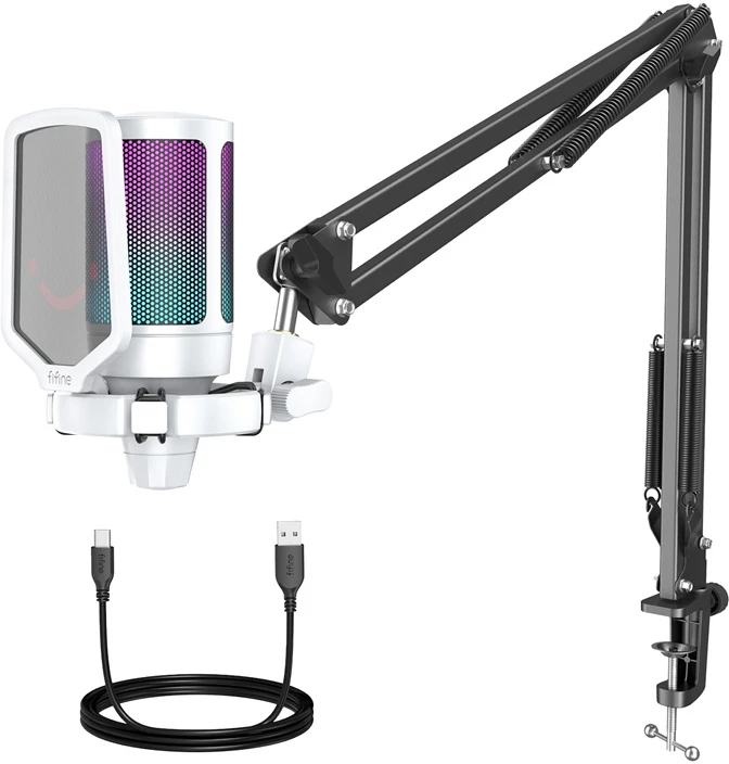 Fifine Technology FIFINE AmpliGame A6T RGB Baltas (Baltas) Kondensatorinis Mikrofonas
