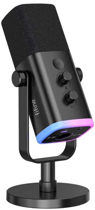 FIFINE AmpliGame AM8 laidinis mikrofonas su RGB apšvietimu USB/XLR