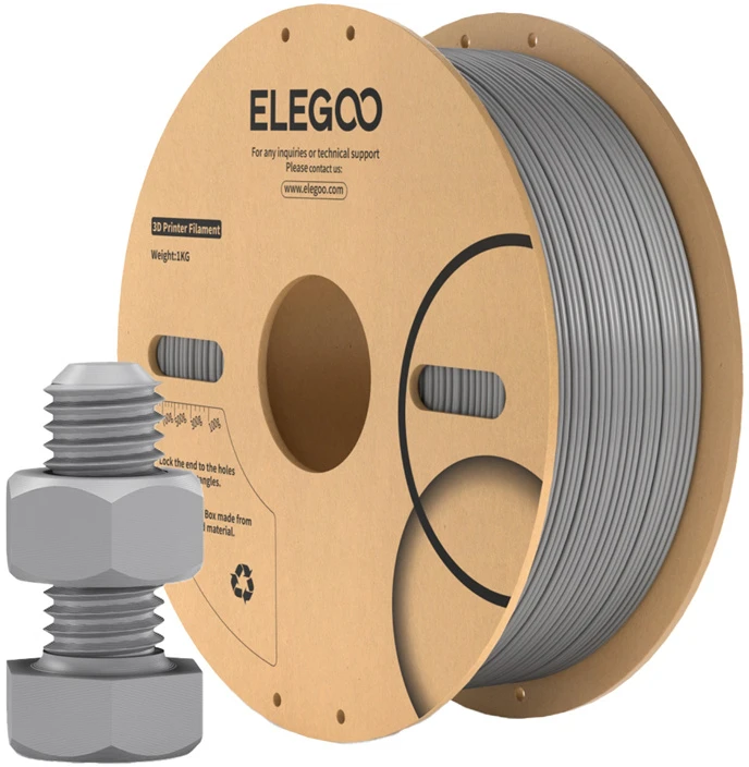 Elegoo ABS pilkas filamentas su atspausdintu varžtu