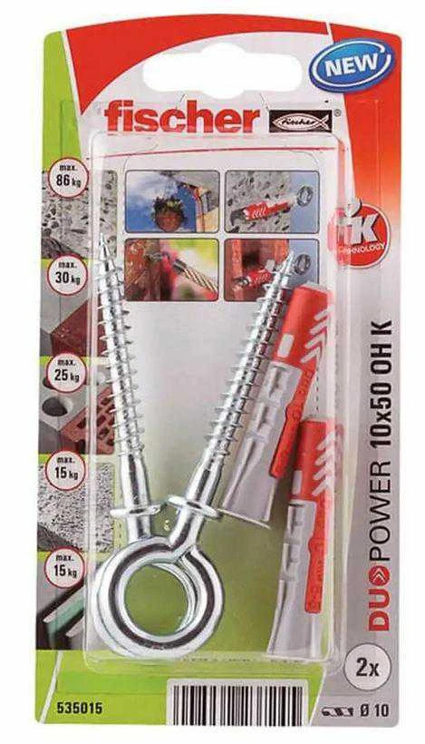 Fischer Kaiščiai DUOPOWER su O formos kabliu 10x50, 2 vnt.