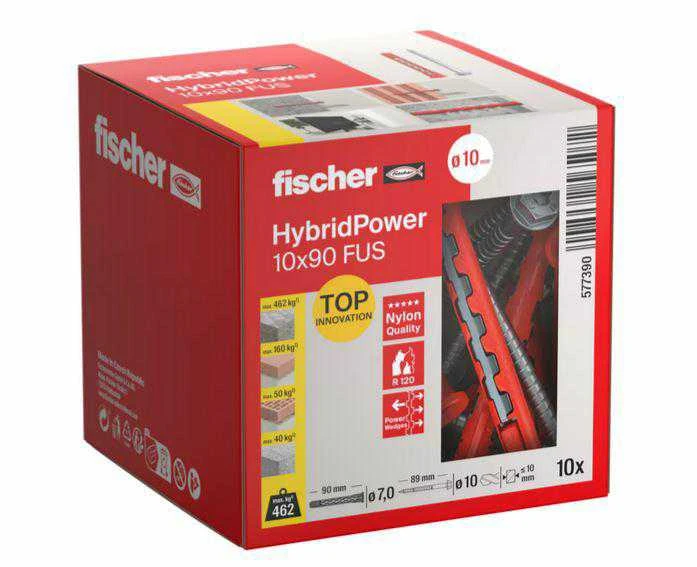 FISCHER HYBRIDPOWER kaištis 10×90 /10vnt. RAKTAS ATSPARUS UGNIAI