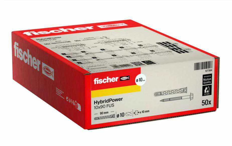 FISCHER HYBRIDPOWER kaištis 10×90 /50vnt. RAKTAS UGNIAI ATSPARUS