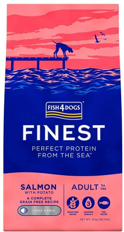 FISH4DOGS Finest lašiša Large breeds – sausas Maistas šunims – 12kg