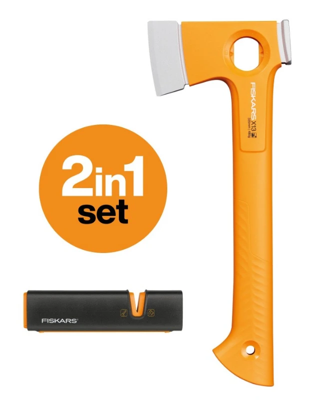 Stovyklavimo kirvis Fiskars 1075437 + galąstuvas
