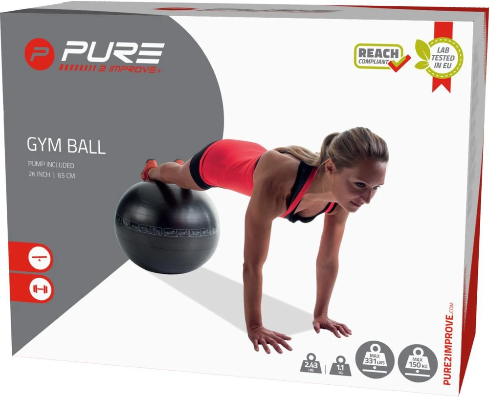 Pure2Improve | Exercise Ball | Juodas | 65 cm
