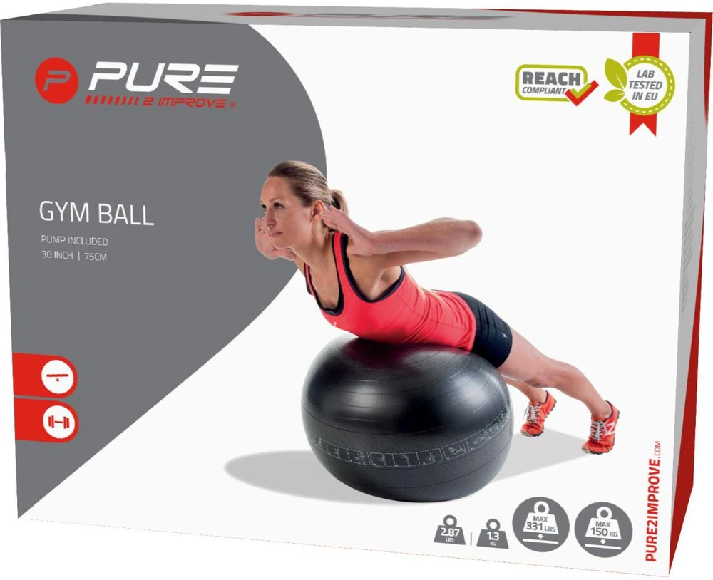 Pure2Improve | Exercise Ball | Juodas | 75 cm