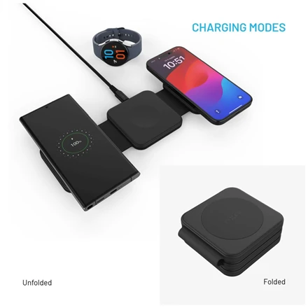 Fixed Fiksuotas | Belaidis sulankstomas įkroviklis 3in1 „Flex“, skirtas „Samsung“ | FIXFLE-SA-BK | Juodas
