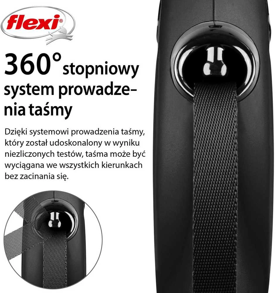 Flexi New Classic L pavadėlis šunims iki 50kg juostinis 5m juodos spalvos