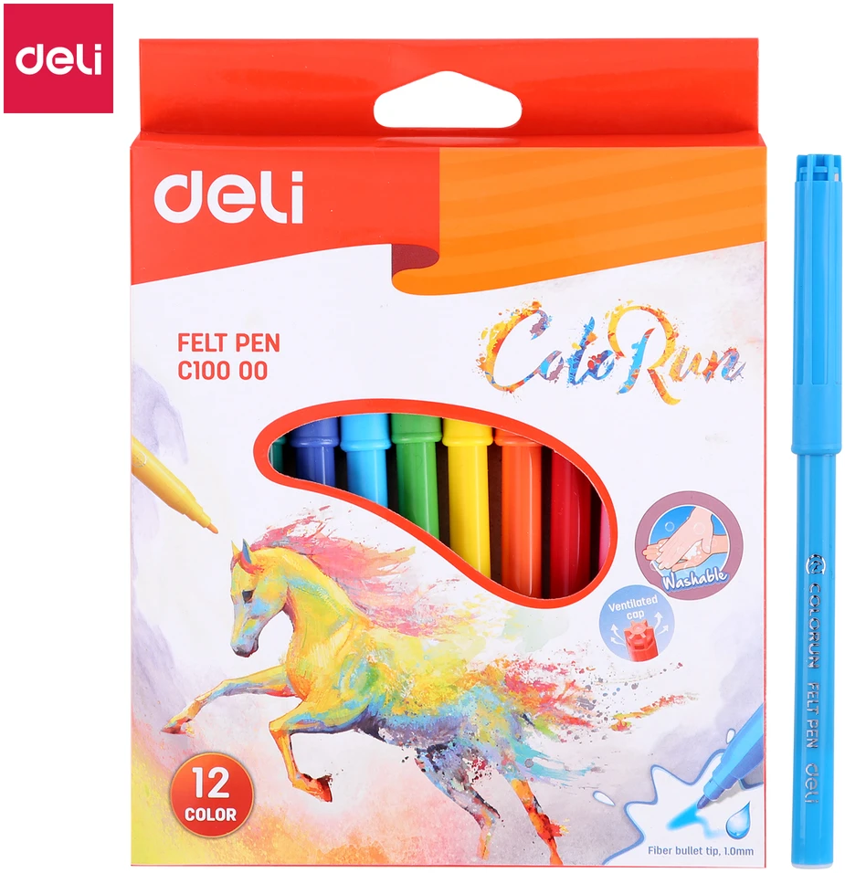 Flomasteriai DELI 12 spalvų