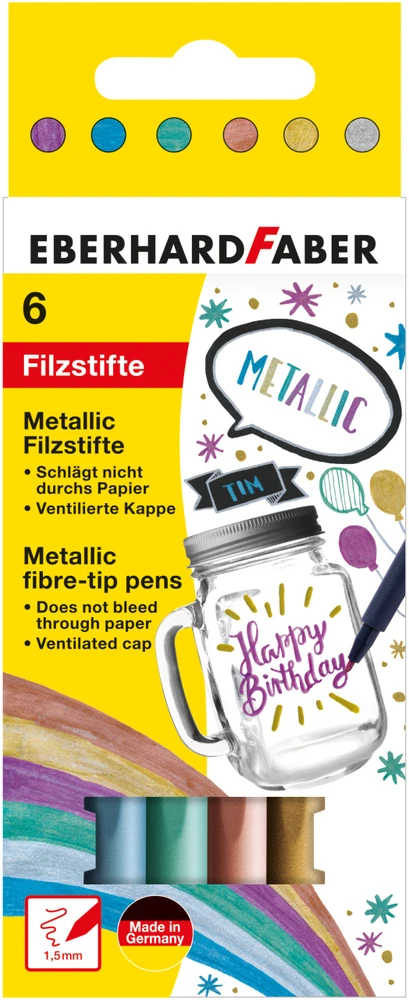 *Flomasteriai EberhardFaber, metallic, 6 spalvų