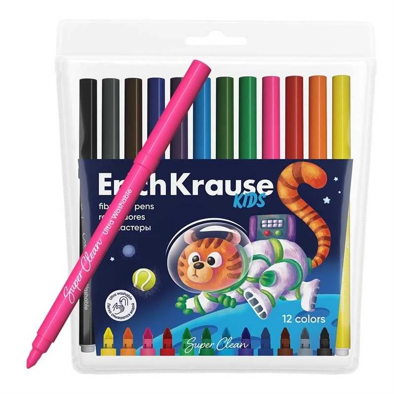 Flomasteriai KIDS ANIMALS SUPER TIP, ErichKrause, 12 sp.