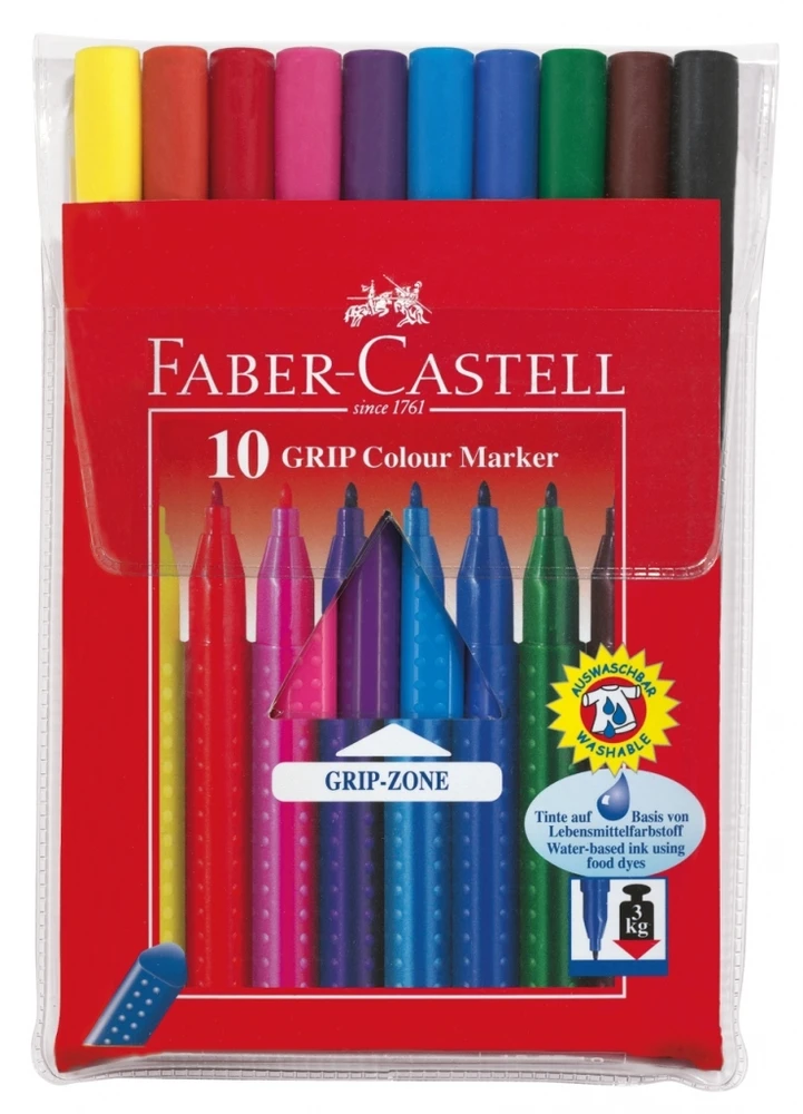 Flomasteriai Faber-Castell Grip Colour, (10) 1302-100 (Ekspozicinė prekė)
