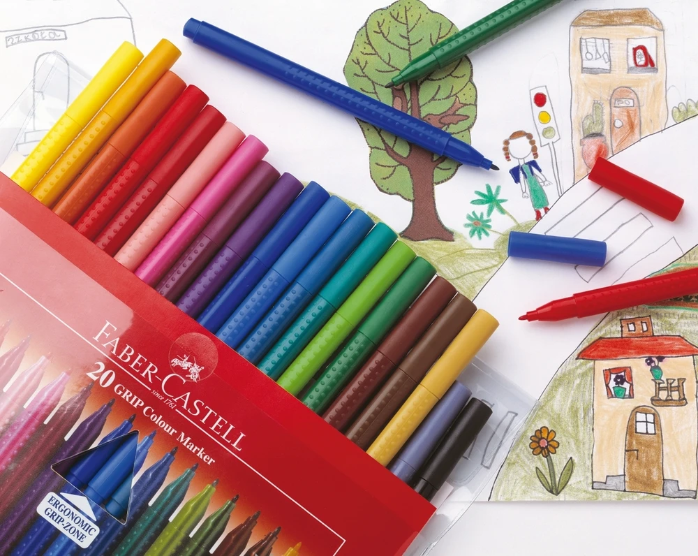 Flomasteriai Faber-Castell GRIP, 20 spalvų