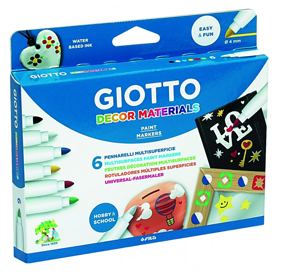 Flomasteriai Fila Giotto Decor, permanentiniai, 6 spalvos