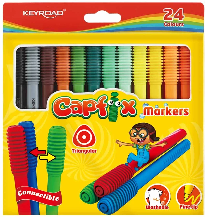 Flomasteriai Keyroad Capfix, 24 spalvų