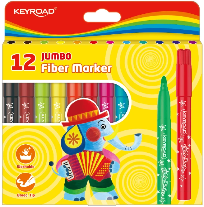 Flomasteriai Keyroad Jumbo, 12 spalvų