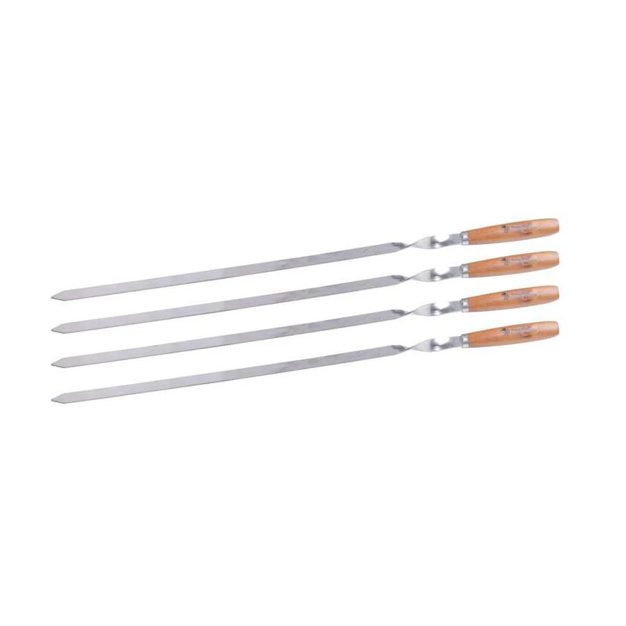 FLORALAND MASTER GRILL IEŠMAS ŠAŠLYKAMS, RINKINYS 4 vnt., ILGIS 60 cm, MEDINĖ RANKENA